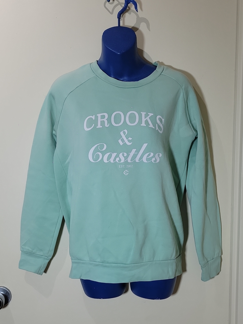 Crooks & Castles Mint Green Crewneck Sweatshirt with White Logo